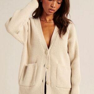 Abercrombie & Fitch Cream Cardigan Sweater